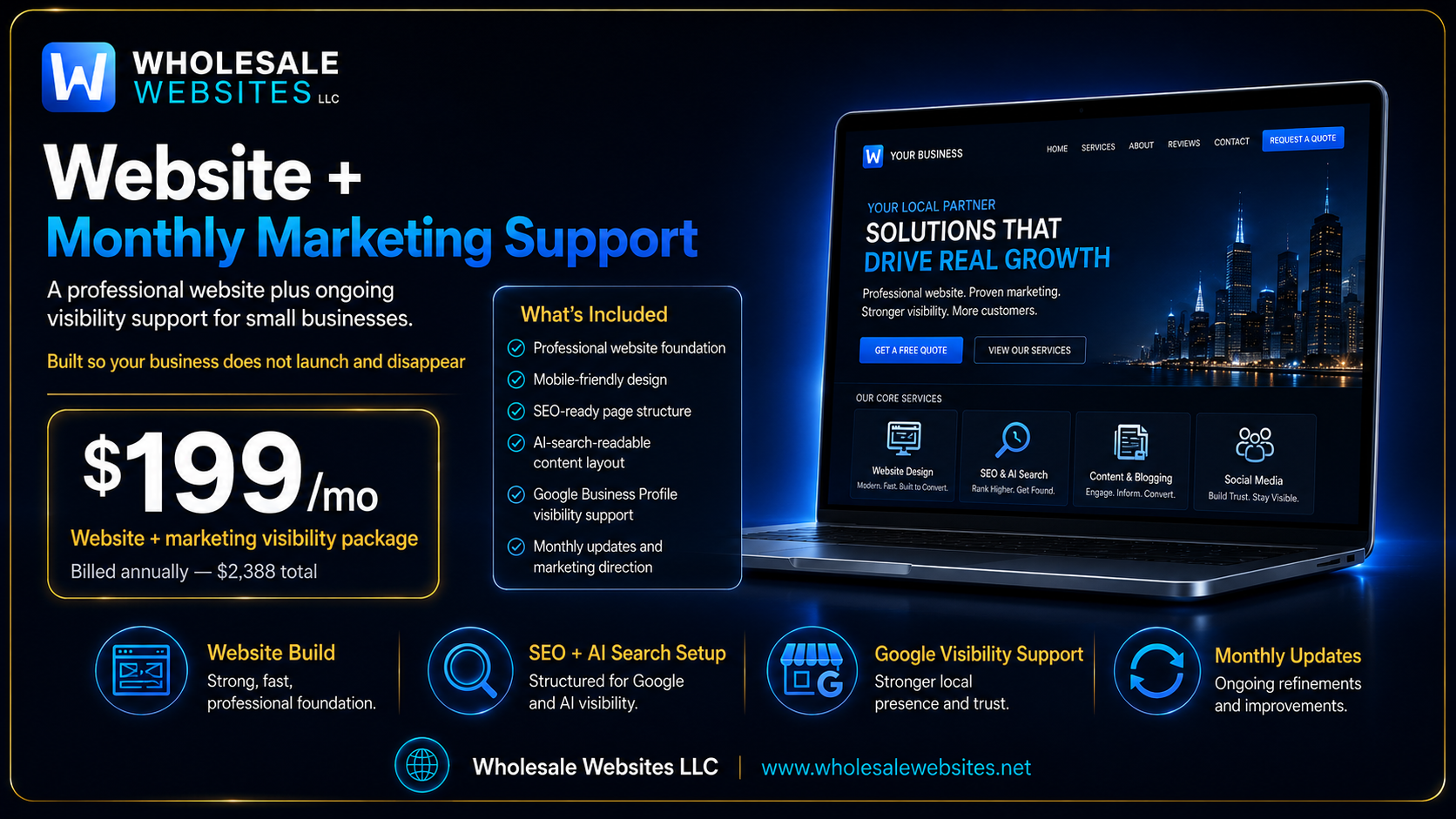 Website Plus Marketing Package - $199 Monthly